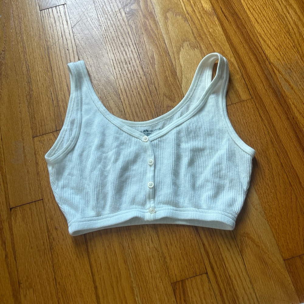 Brandy Melville White Ribbed Crop Top